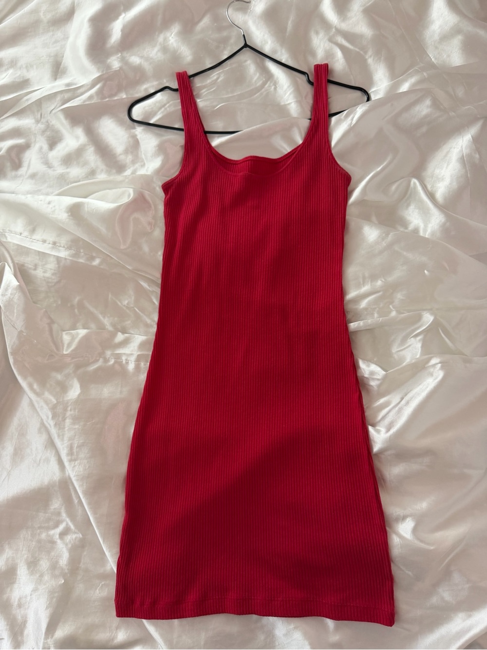 Divided Red Ribbed Mini Tank Dress
